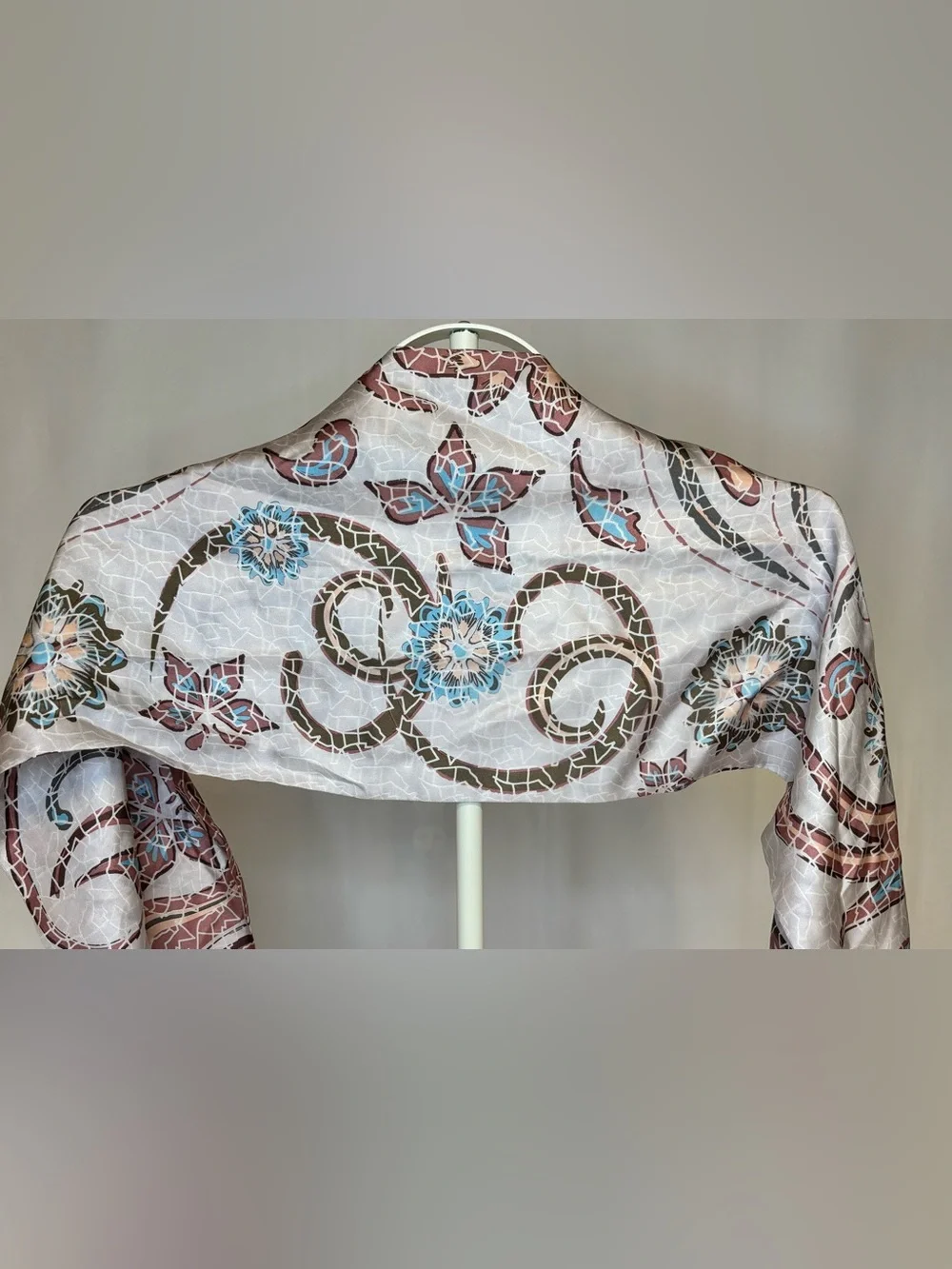 Pineda Covalin Mexican 100% Silk Luxury Chalina Scarf Mosaic Floral Boho Art